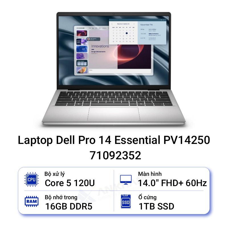 Laptop Dell Pro 14 Essential PV14250 Core 5-120U/16GB/1TB/14'' FHD+/2Y(71092352)