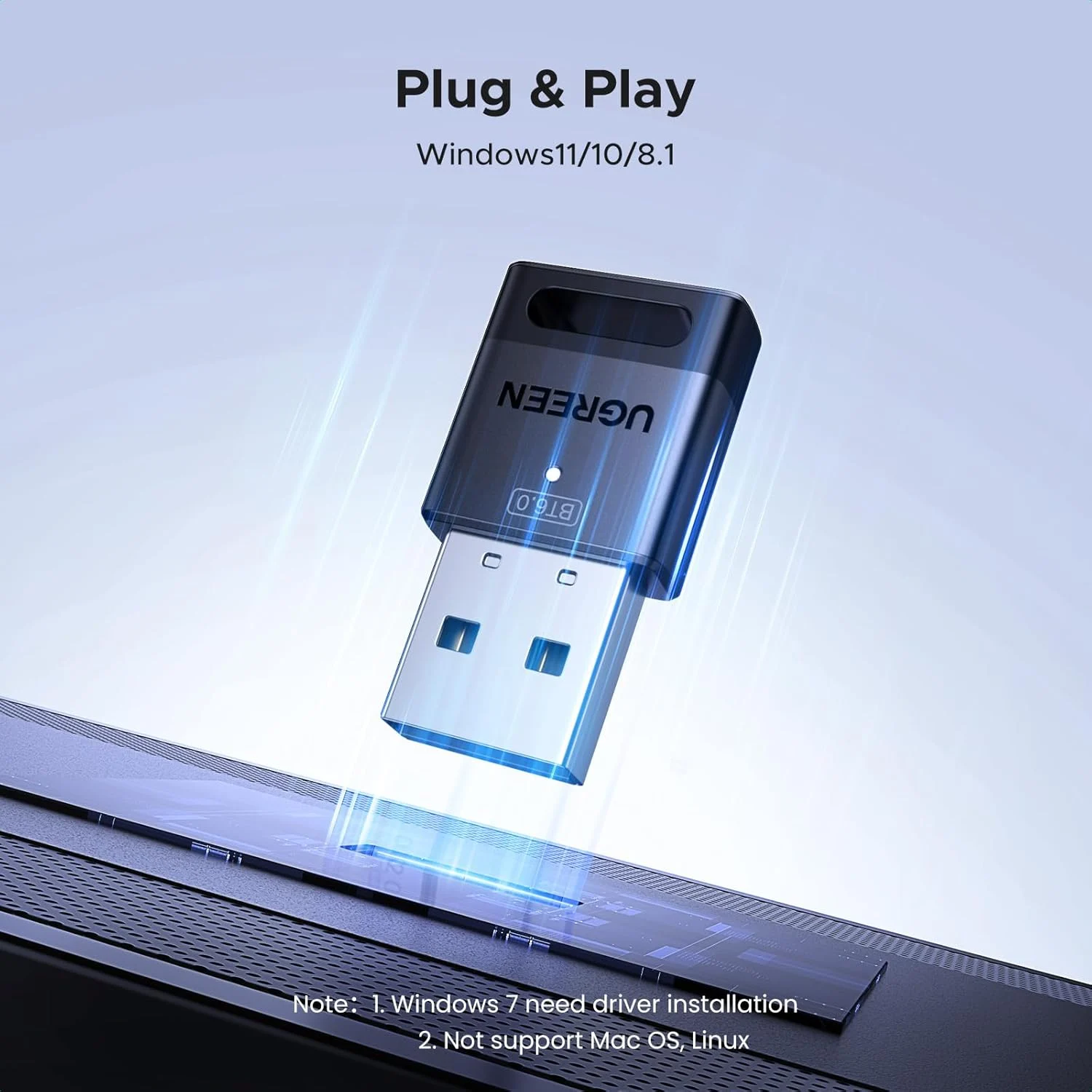 Thiết bị nhận Bluetooth USB 6.0, màu đen Ugreen (75073)