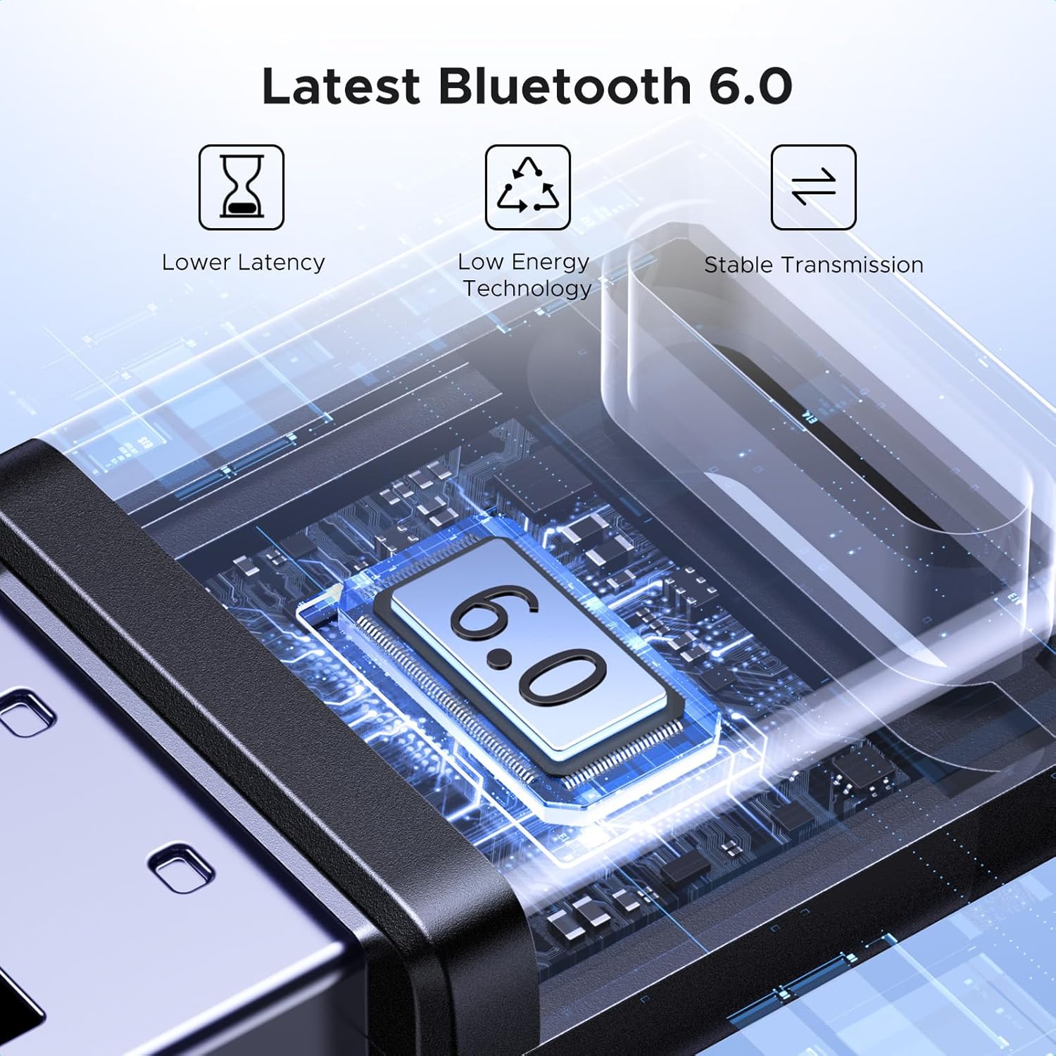 Thiết bị nhận Bluetooth USB 6.0, màu đen Ugreen (75073)