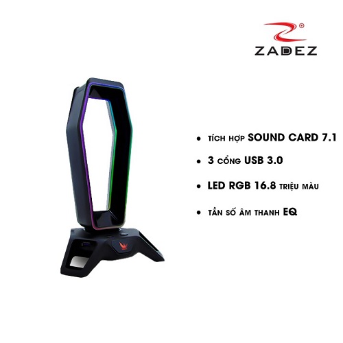 Đế treo tai nghe RGB có Soundcard 7.1 Zadez ZHS-702G - Chính Hãng