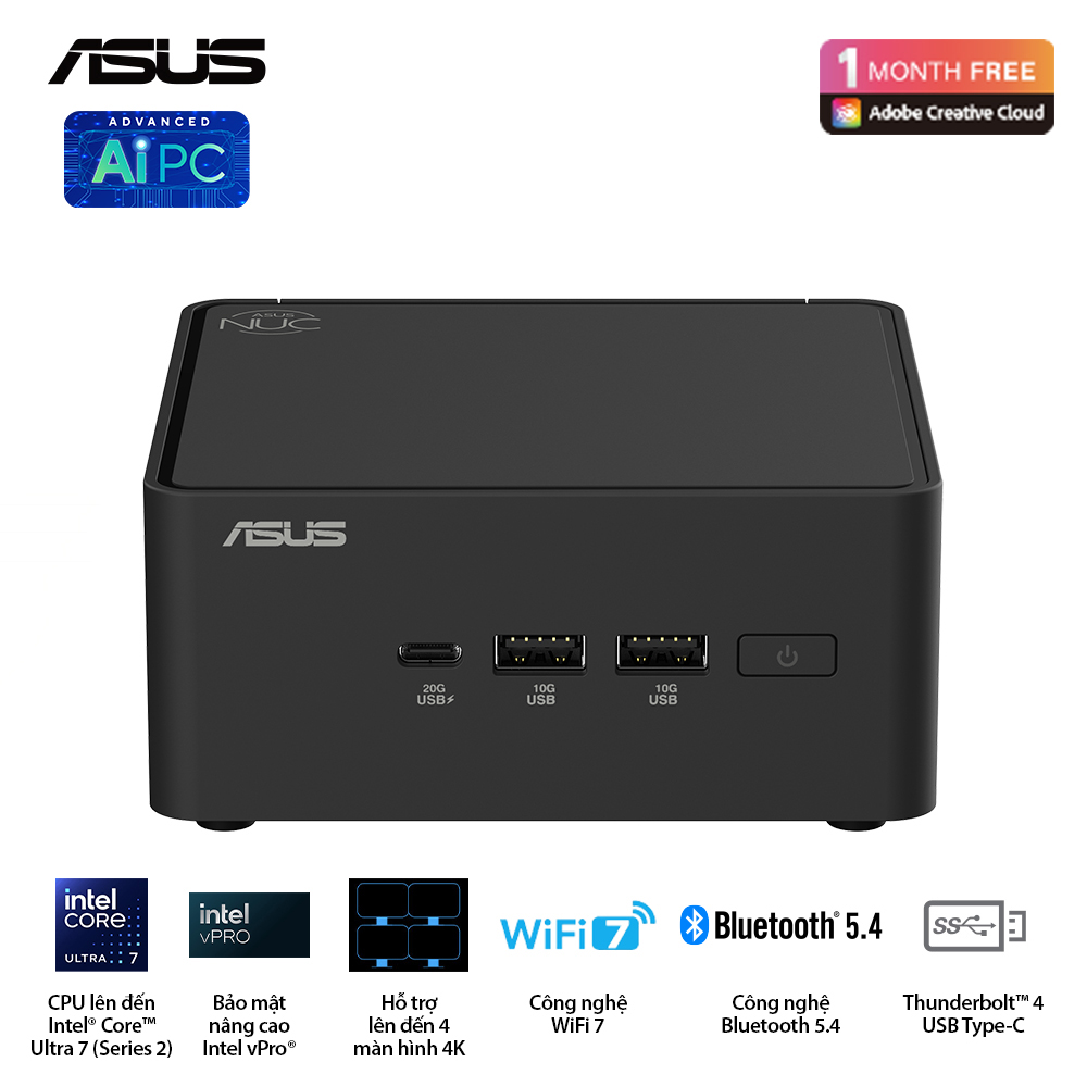 PC Asus NUC 15 PRO Tall RNUC15CRHU700000I (Intel Core Ultra 7 255H/ DDR5-6400/ NVMe,SATA/ Free Dos)