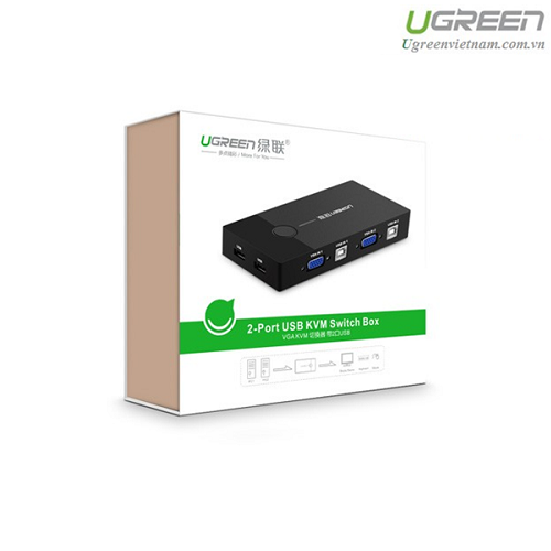 Bộ KVM Switch 2 CPU dùng 1 màn hình USB Ugreen 30357
